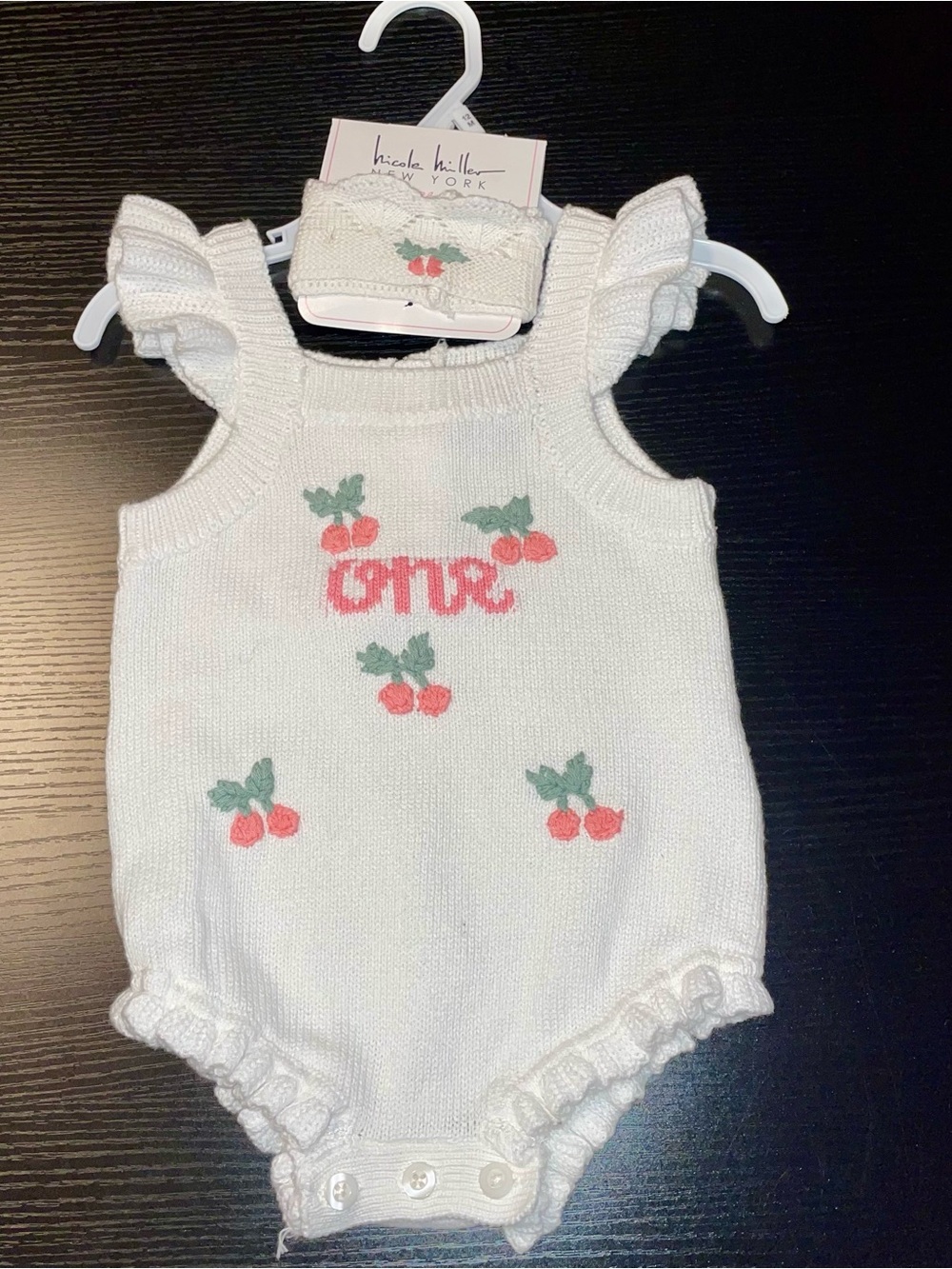 12m Baby Girl “One” Knit Romper